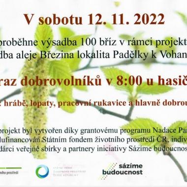 Sázíme budoucnost - výsadba bříz v lokalitě Padělky k Vohančicím 12.11.2022 1